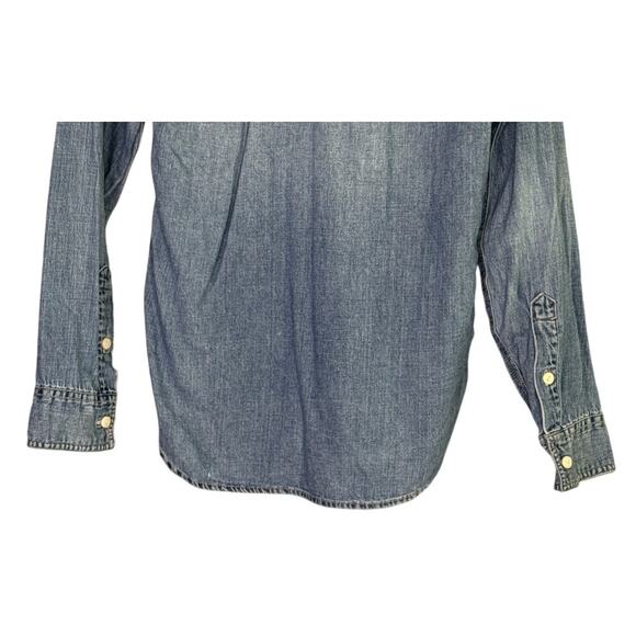 J. Crew Cotton Chambray Long Sleeve Denim Button Down Shirt Pockets 00 Blue - Picture 6 of 15